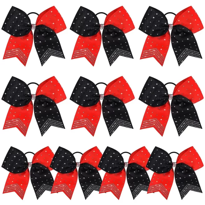 normzl Glitter Cheer Bows Handmade soild blue Large Ponytail Holder Elastic Band Teen Girls Cheerleader Sports Hair Accessories - Image 6