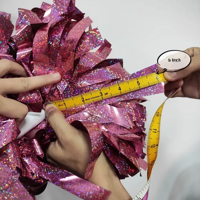 custom team glitter 6 inch cheerlead wholesale cheer practice accesoirs cheerleading plastic pom pom with handles - Image 5