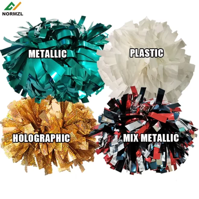 Normzl Custom 4 6 Inch Mix Metallic Plastic Holographic Cheer Poms Wholesale Cheerleading Pom Poms - Billede 2