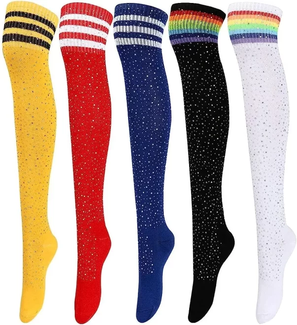 Embroidered Jacquard Classic Running 100% Polyester Football Free Size Sports Yoga rhinestone cheerleading socks for performance - Image 2