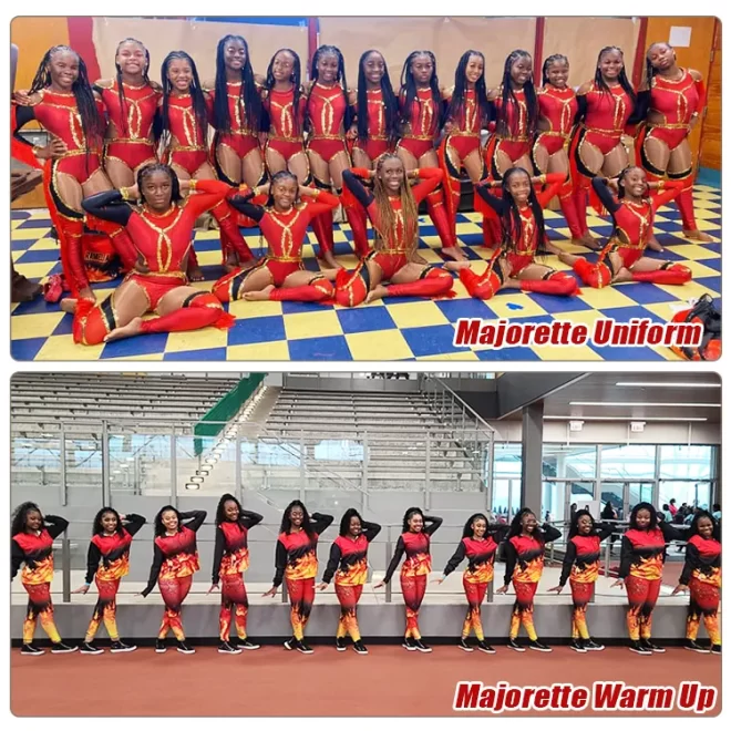 Normzl custom red black and gold majorette dance uniforms kids majorette costume with fringes - Image 2