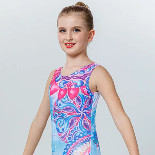 Girls Gymnastic Training Wear Leotard Sublimation Print - Image 2