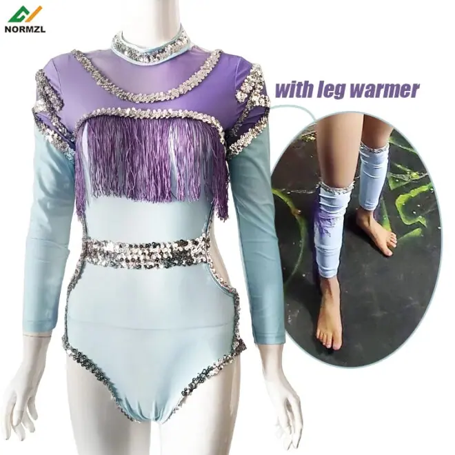 Normzl free design kids sequins and fringe majorette performance leotard costume pink and sliver majorette dance uniforms - Image 7