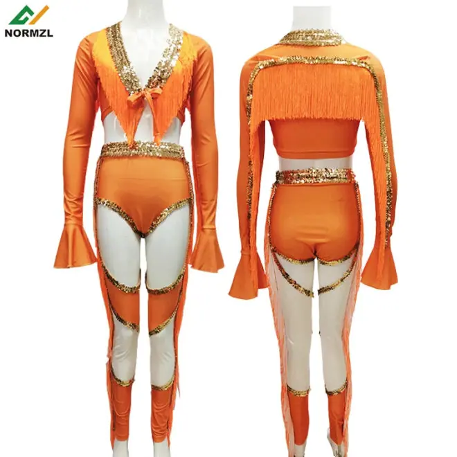Normzl free design kids sequins and fringe majorette performance leotard costume pink and sliver majorette dance uniforms - Image 8