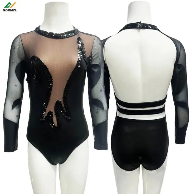 Normzl free design kids sequins and fringe majorette performance leotard costume pink and sliver majorette dance uniforms - Image 3