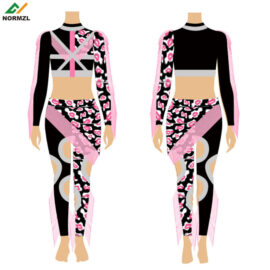 Fringes and sequins dance uniform custom kid majorette costumes sublimation pink and black majorette dance uniforms