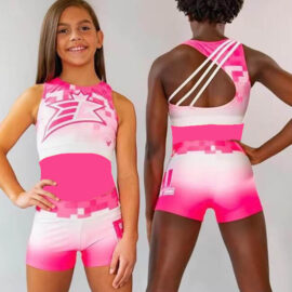 Customized Cheer Practice Wear Sublimated Bra Shorts Training Sets Breathable Spandex Cheerleading Uniform Custom Logo Print