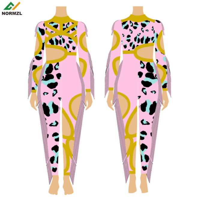 Fringes and sequins dance uniform custom kid majorette costumes sublimation pink and black majorette dance uniforms - Image 3