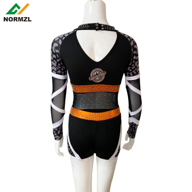 Wholesale custom rhinestone sublimation design your own black cheerleading uniforms - Image 4