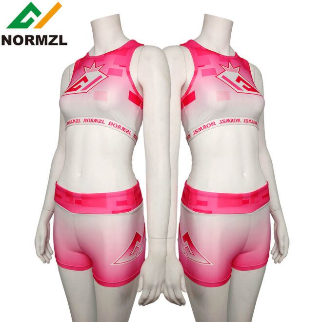 Customized Cheer Practice Wear Sublimated Bra Shorts Training Sets Breathable Spandex Cheerleading Uniform Custom Logo Print - Image 3