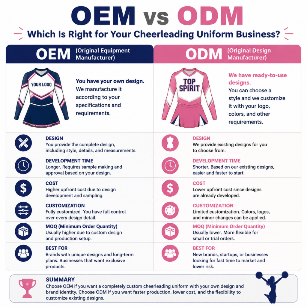 OEM&ODM difference cheer uniform